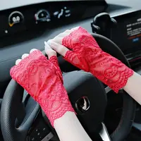 Summer Outdoor Women Thin Half Fingers Mesh Lace Sun Gloves Female Elegant Dance Driving UV-proof Sun Protection for Daily Wear 2