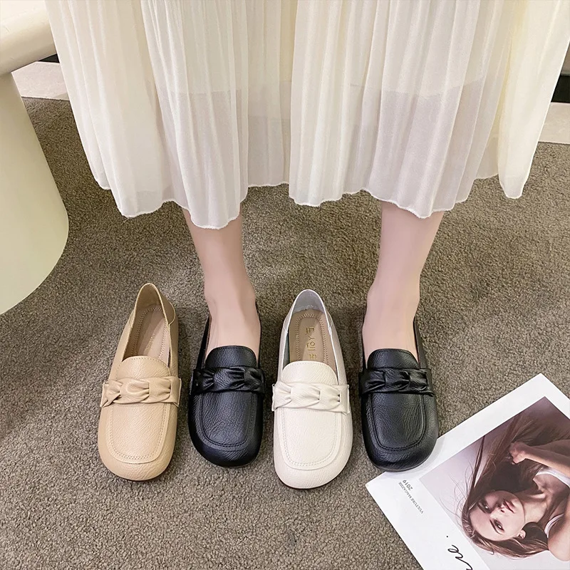 

French evening breeze gentle soft sole Mary Jane single shoes women 2024 new flat shallow mouth all-match bean shoes comfortable