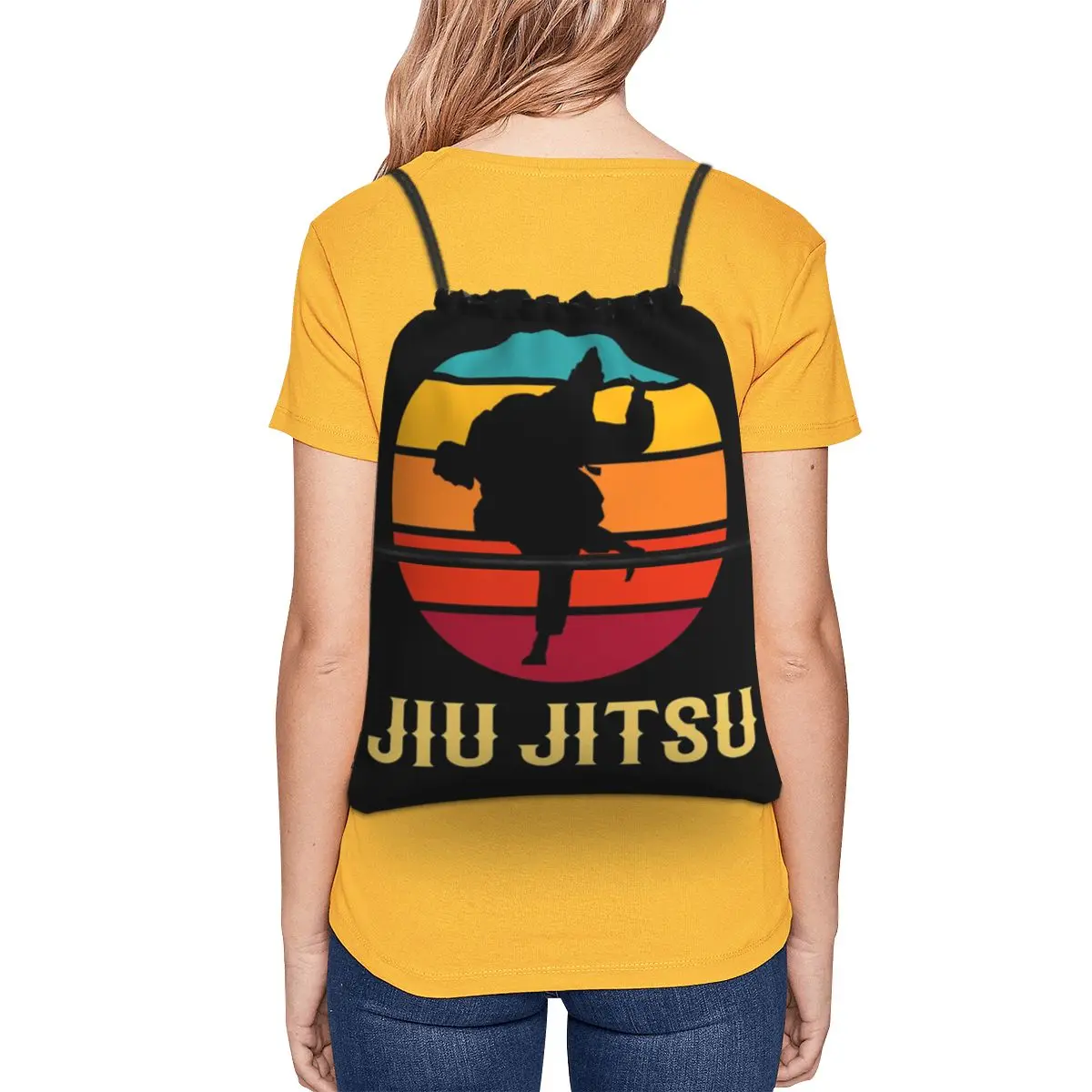 Brazilian Jiu Jitsu Sunset Design Backpacks Casual Drawstring Bags Sports Bag Book Bags for Man Woman Students