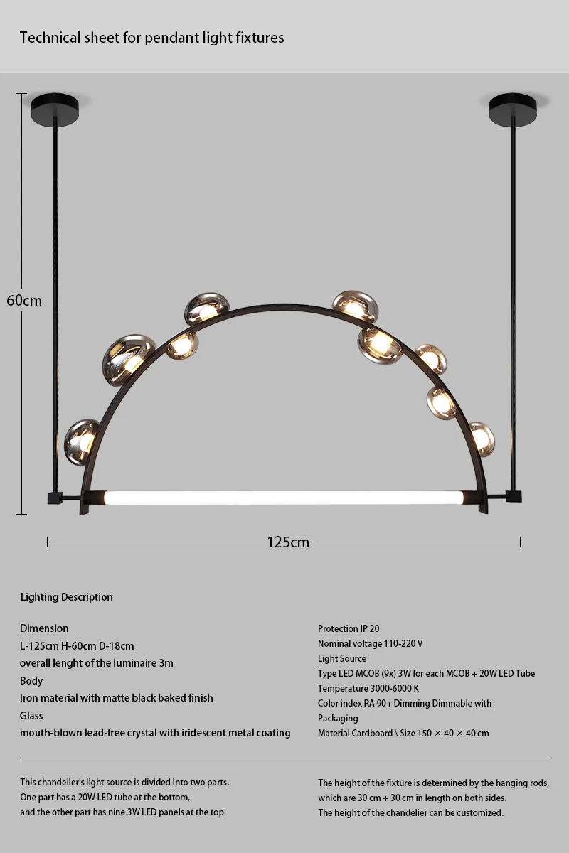 Caren Lighting Lampadari di lusso contemporanei Goccia di rugiada Bagliore celeste abbraccio semplicità finiture eleganti sala da pranzo