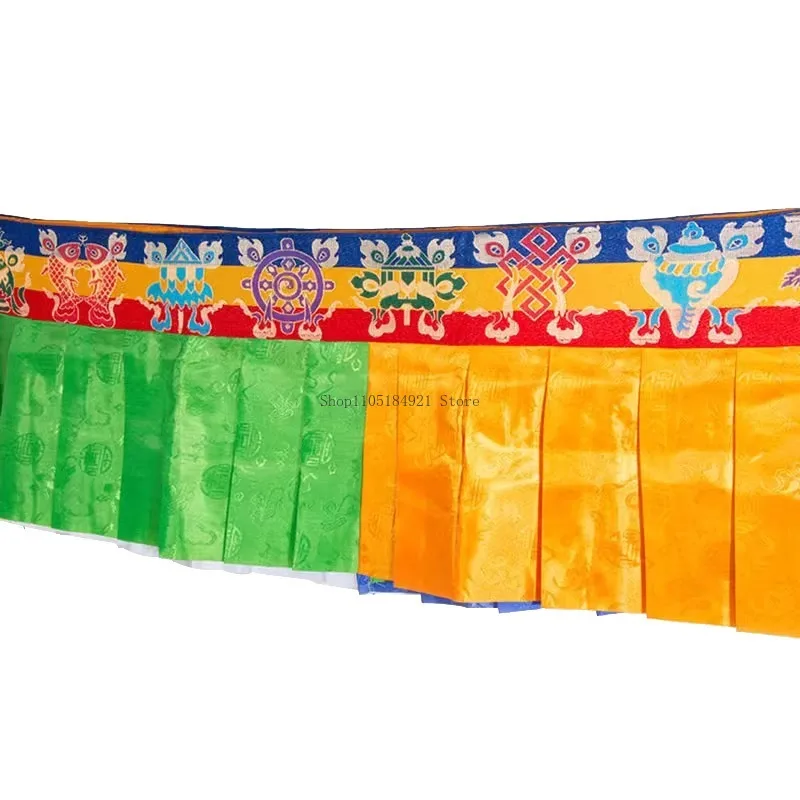 5M Tibetan Table Circumference Eight Auspicious Curtains Religious Pendant Home Buddhist Decoration Wall/table Hanging Curtain view 5