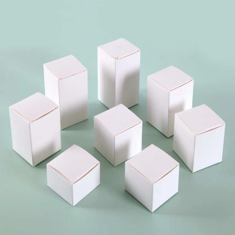 50 חתיכות קרפט חום קופסאות מלבן עבה נייר לבן עבה שקית קרטון לאריזת ממתקים