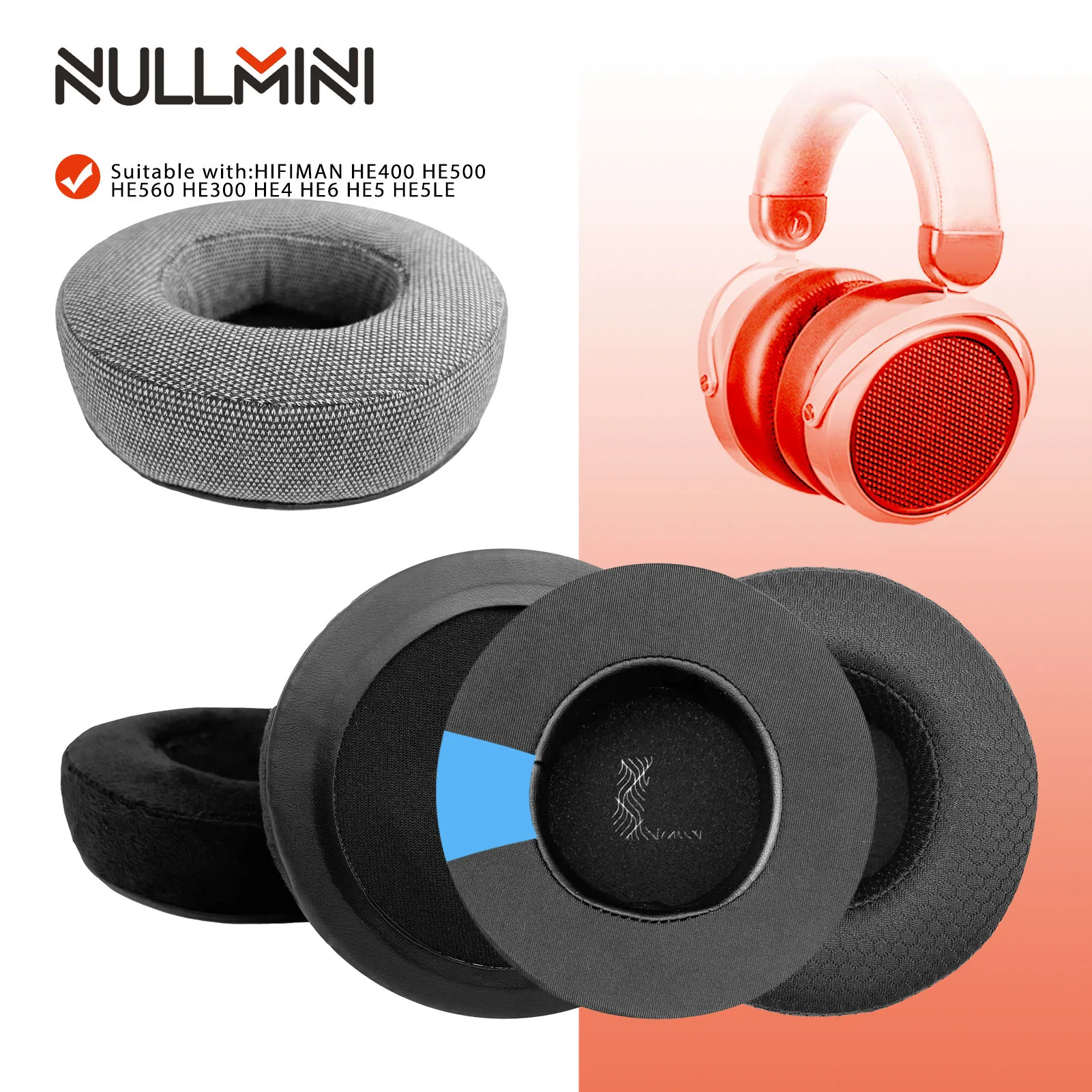 NullMini Replacement Earpads for HIFIMAN HE400 HE500 HE560 HE300 HE4 HE5 HE5LE HE6 Headphones Ear Cushion Earmuff Cooling Gel