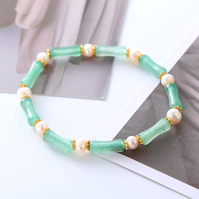New Arrival Trendy Green Chalcedony Natural Freshwater Pearl 14K Gold Filled Ladies Bracelet Promotion Jewelry For Women Gifts