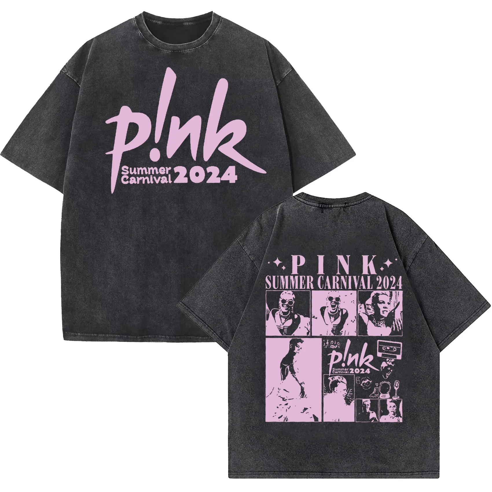 Singer P!nk Pink 2024 nuovo Album grafico T Shirt uomo donna Cool Hip Hop Vintage lavato T-Shirt oversize abbigliamento gotico T-Shirt