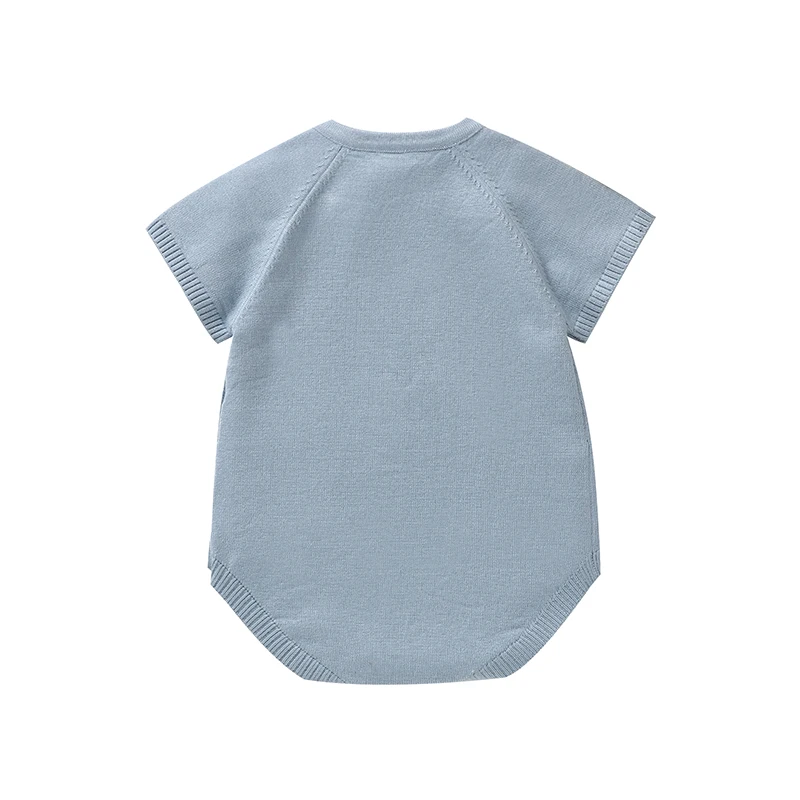 Aqua Blue Short Sleeve Baby Girls Rabbit Print Rompers Sweet Newborn Jumpsuit Soft Infant Bodysuit Sleepsuit One-piece Outfit