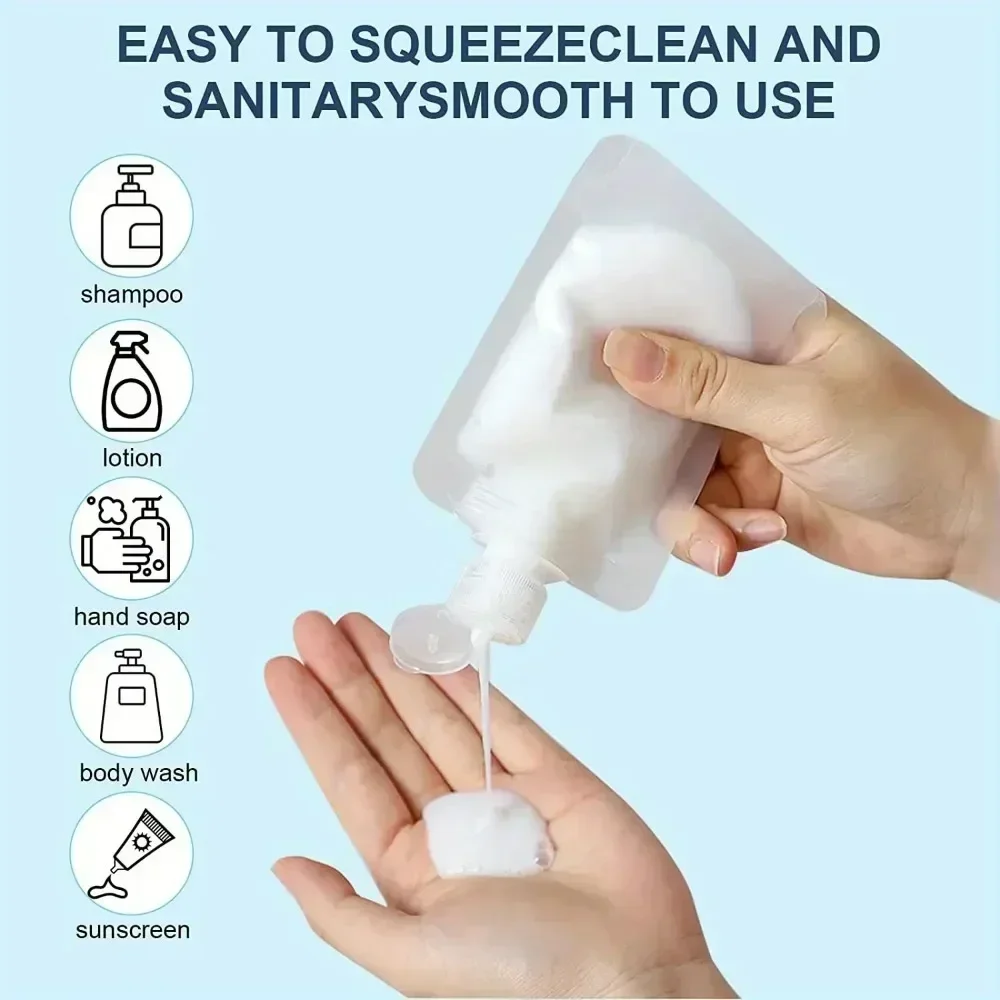 Sdotter 10PCS 30/50/100ml Travel Subpackage Empty Squeeze Bags for Shampoo Shower Gel Cosmetic Lotion Container Dispenser Storag