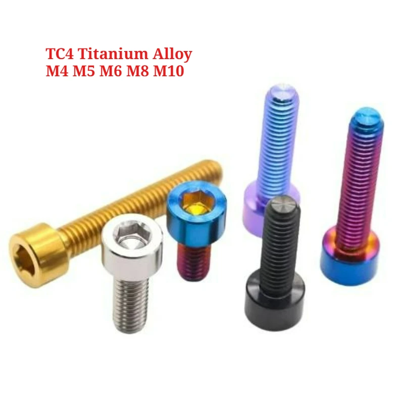 1/2Pcs TC4 Titanium Alloy Bolts DIN912 M3 M4 M5 M6 M8  M10 Allen Socket Cap Head Titanium Screws Bolts Length 8mm To 50mm