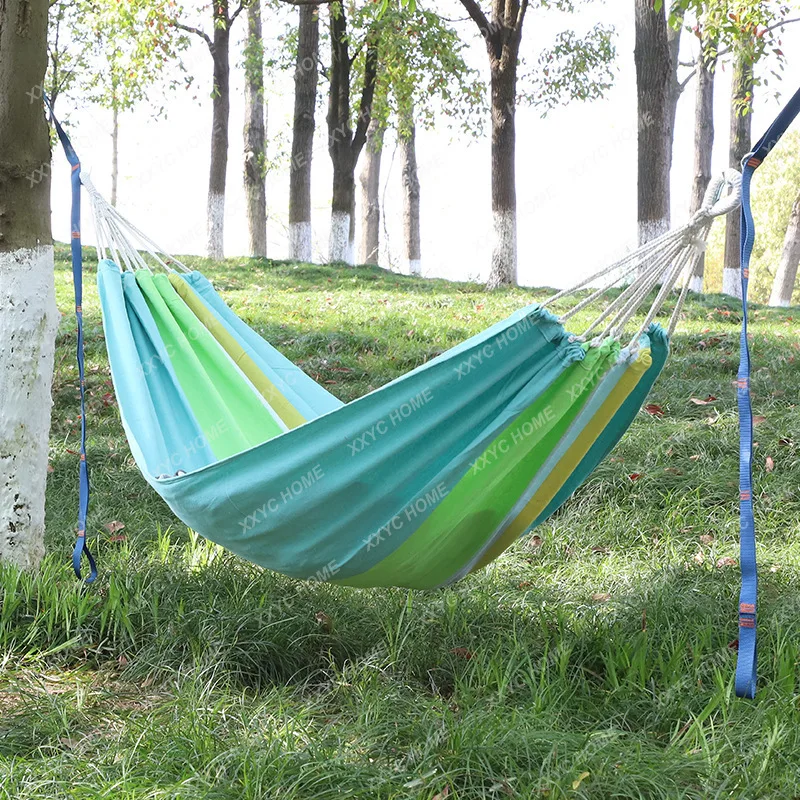 

Cotton Canvas Hammock Double Color Hammock Outdoor Camping Swing College Student Dormitory Glider