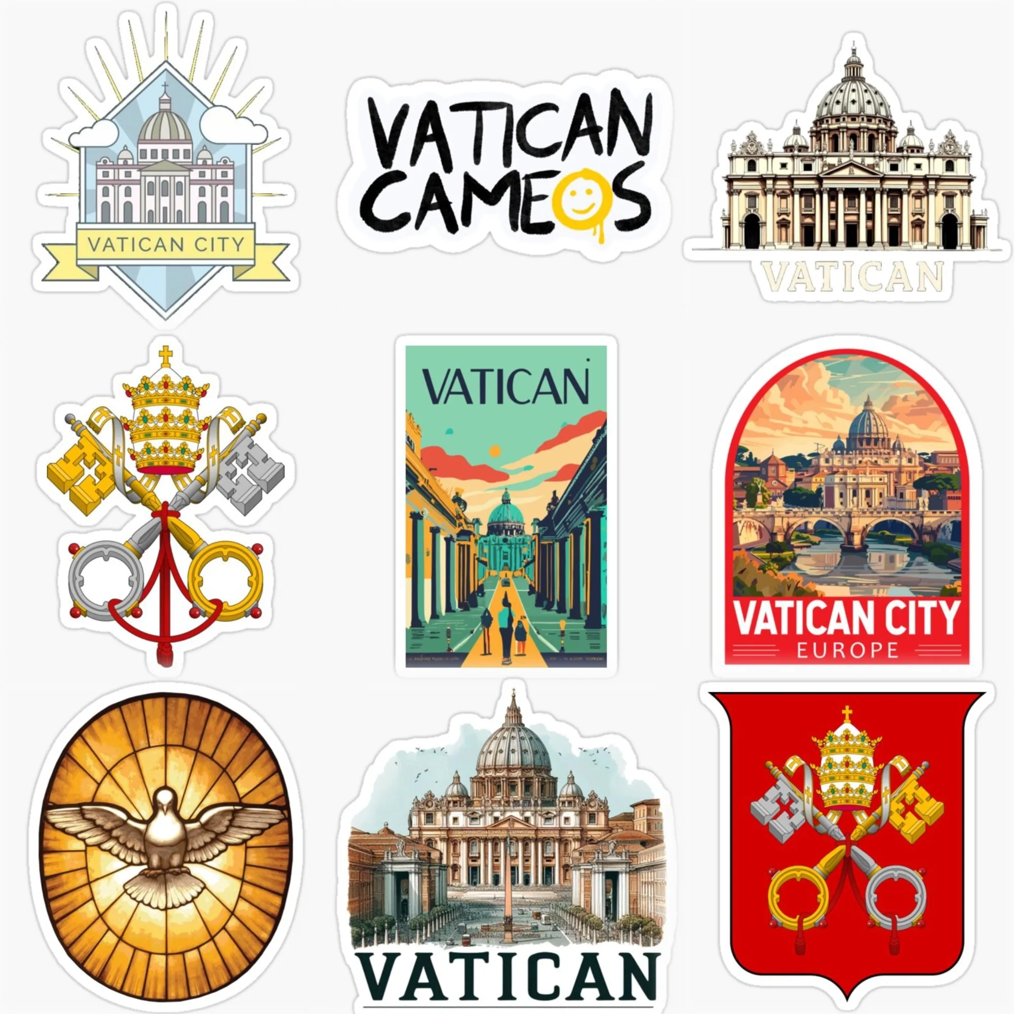 

VAT Vatican Flag Map Church Emblem Creative Sticker Motorcycle Off-road Helmet Car Bicycle Decal Accessories Customizable Size