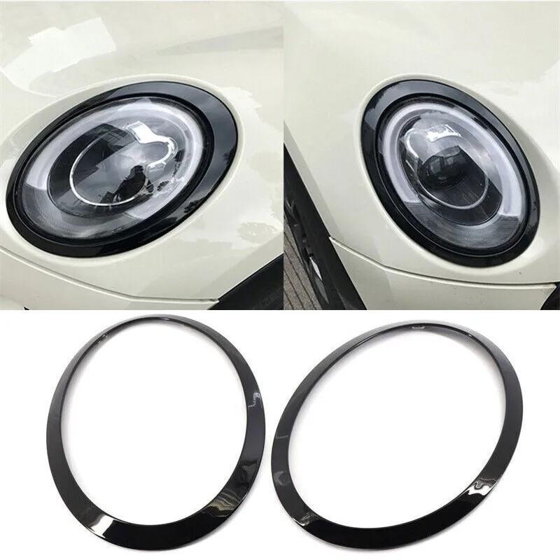 

Glossy Black Left Right Front Headlights Frame Headlight Eyebrow Ring Cover Trim Replacement For MINI Cooper F55 F56 F57 2014+