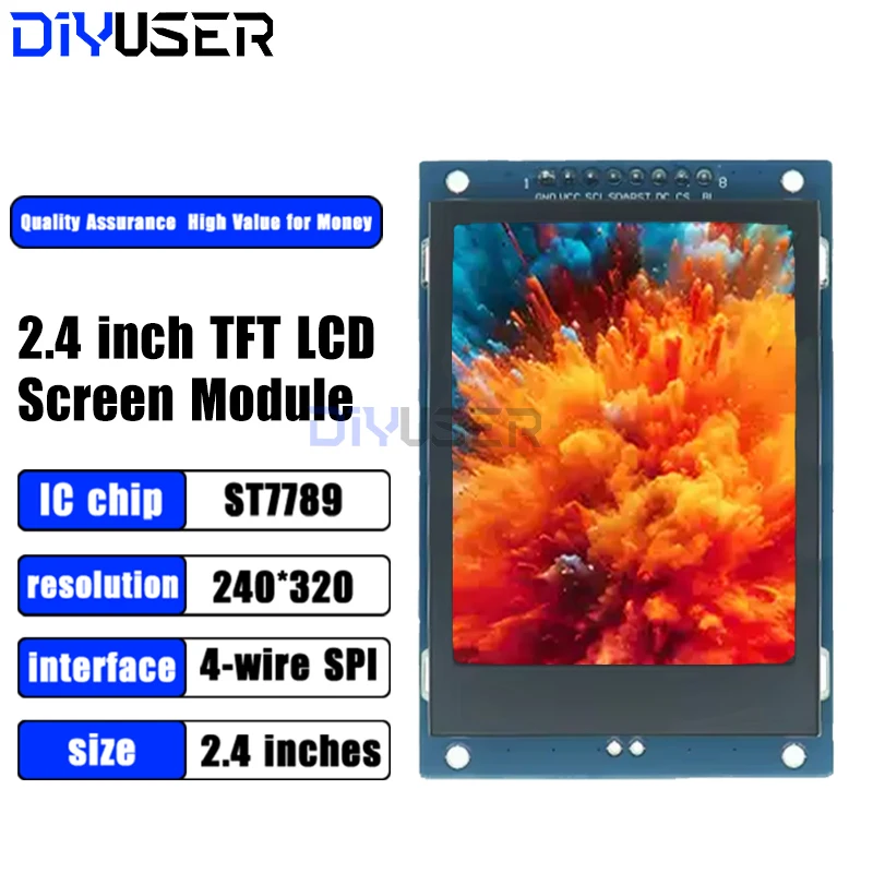 

DIYUSER 2.4" TFT LCD Screen Module 240x320 ST7789 SPI Color Display for Arduino Raspberry Pi DIY Projects