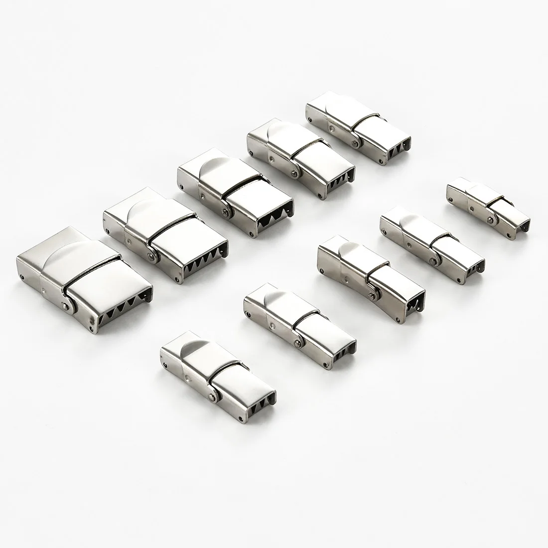 Fermoirs de verrouillage pour Bracelet de montre en acier inoxydable, 3 pièces, multi-tailles, couleur argent, Bracelet en cuir, fabrication de bijoux, boucle de connecteur DIY