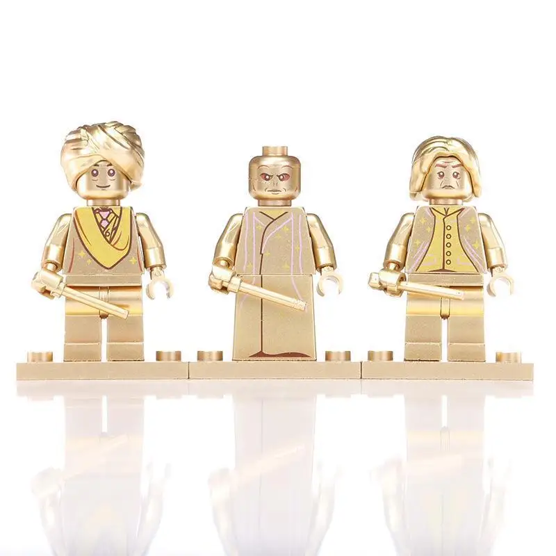 Figurina dorata assemblaggio digitale giocattolo cingolato giocattoli educativi per bambini blocchi di costruzione bambole umidificate personaggi dei cartoni animati.