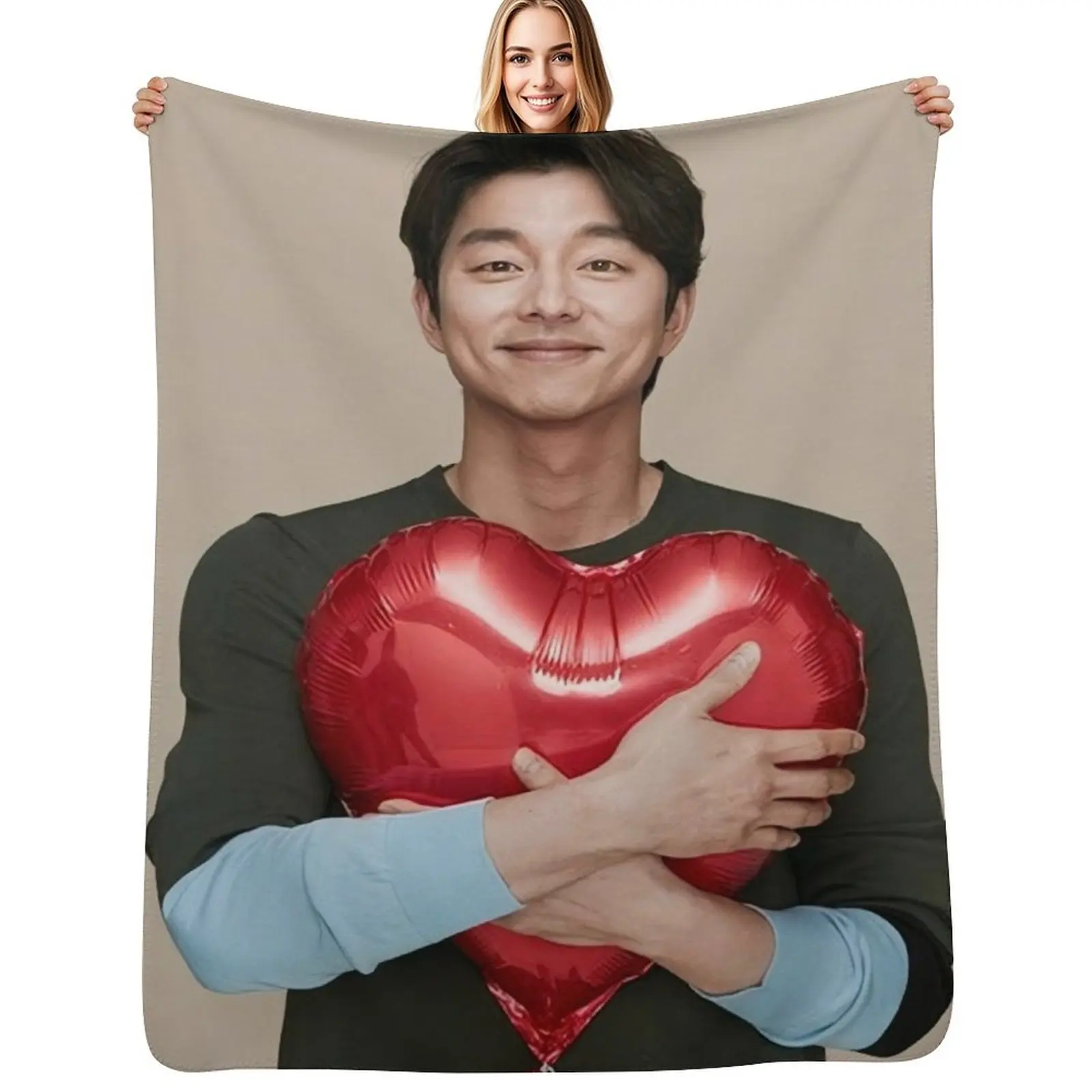Gong Yoo happiness Throw Blanket Hair Decorative Throw Bed linens Nap Plaid Furrys Blankets