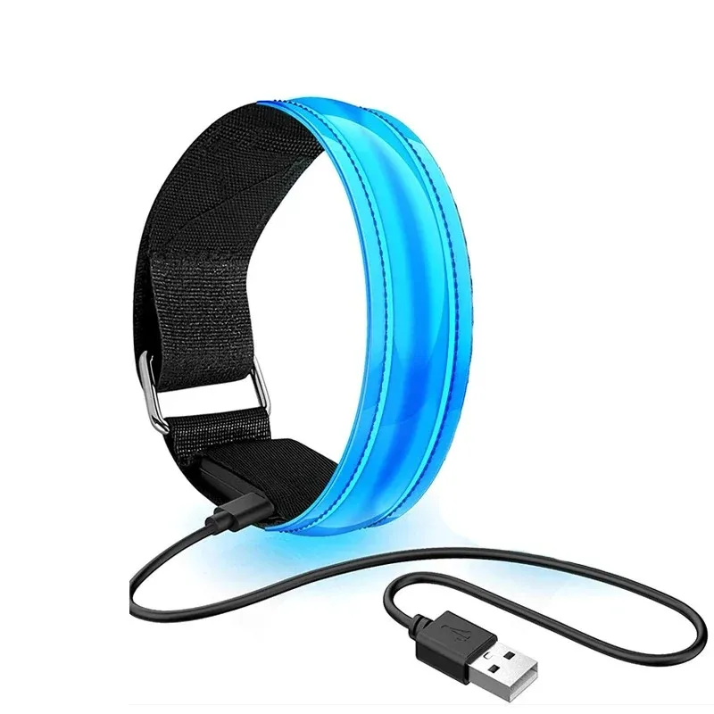 Night Running Armband LED Light Outdoor Sport USB Rechargeable Safety Belt Arm Leg Warning Wristband Bracelet Cycling Bike Light