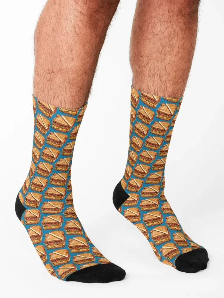 Calcetines con patrón de sándwich de Club de Turquía, calcetines de anime para mujer, moda para hombre