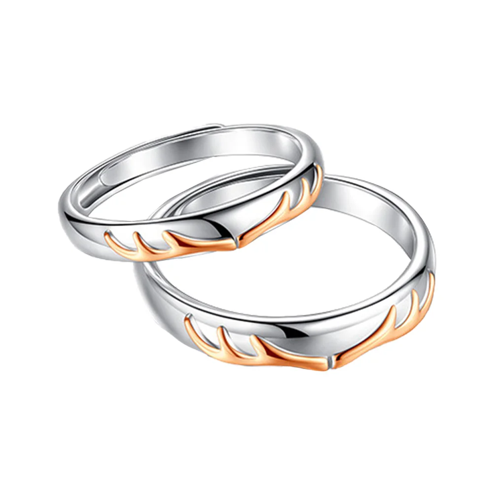 

2 Pcs Romantic Couple Men and Women The Wedding S925 Silver Finger Ornament