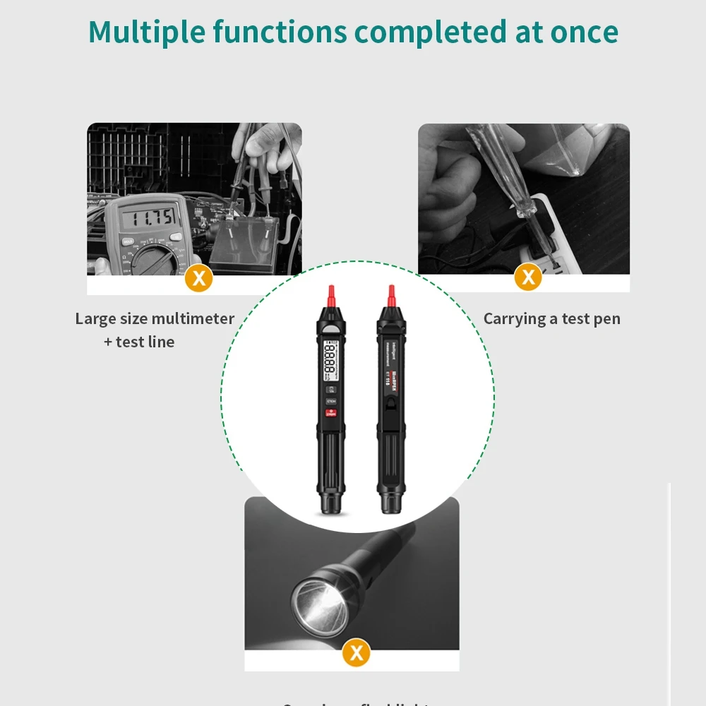 1000V Electroscope Intelligent AC DC Voltage Detector LCD Display Resistance NCV Break Point Continuity Test Buzzer Flashlight