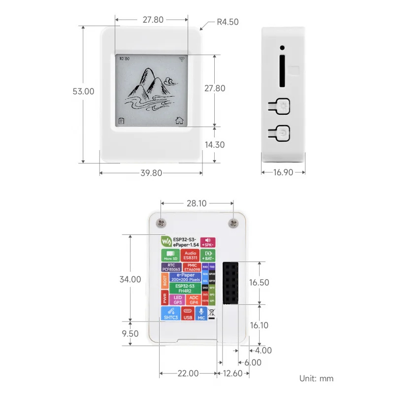 

SKU-32298 Waveshare ESP32-S3 1.54inch e-Paper AIoT Development Board, 200 × 200, Black / White, Supports Wi-Fi and BLE Dual-mode