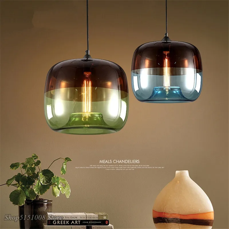 Nordic Modern Apple Glass Pendant Lights Loft Industrial Kitchen Led Hanging Lamps for Living Room Home Decor Lights Fixtures