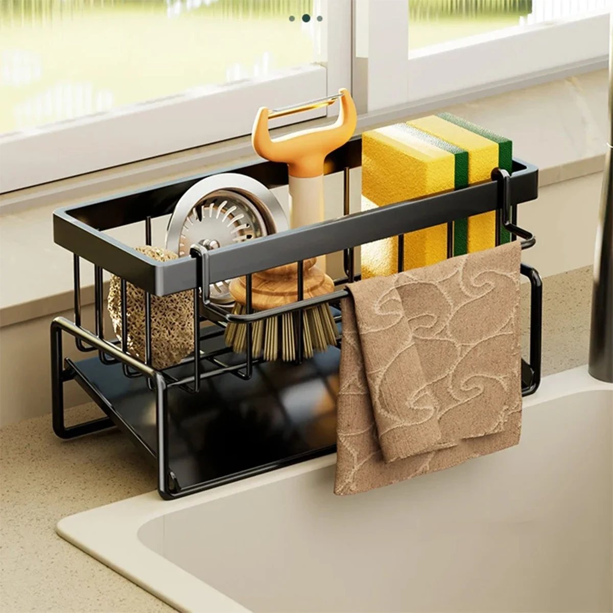 

Kitchen Organizer Stainless Steel Sink Drain Rack Sponge Storage Faucet Holder Soap Drainer Towel Rack Shelf Organizer