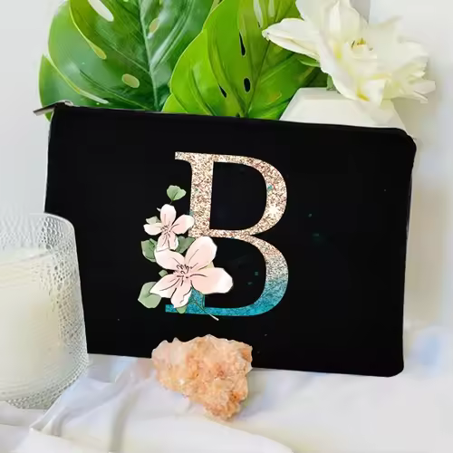 Gradient Initial Makeup Zipper Bags Fashion Travel Toilet Lipstick Pouch Bag Bachelorette Party Bridesmaid Cosmetic Clutch Purse - Image 3
