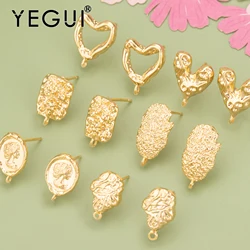 YEGUI-18K Ouro Banhado a Ródio Acessórios Jóias, Brincos DIY, Sem Níquel, Cobre, Artesanal, Encantos, Fazer Jóias, MD33, 6Pcs, Lote