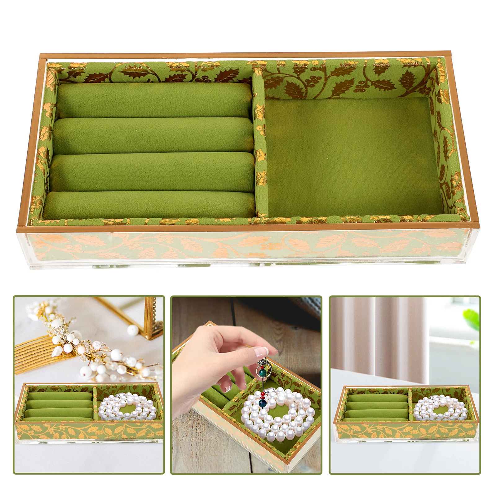 علبة عرض المجوهرات من قماش الأكريليك منظم قابل للتكديس للخواتم والأقراط والأساور والقلائد وحامل الأدراج #6