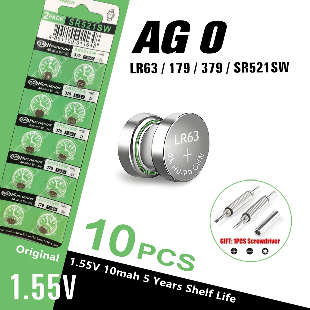 10PCS 1.55V AG0/ AG…