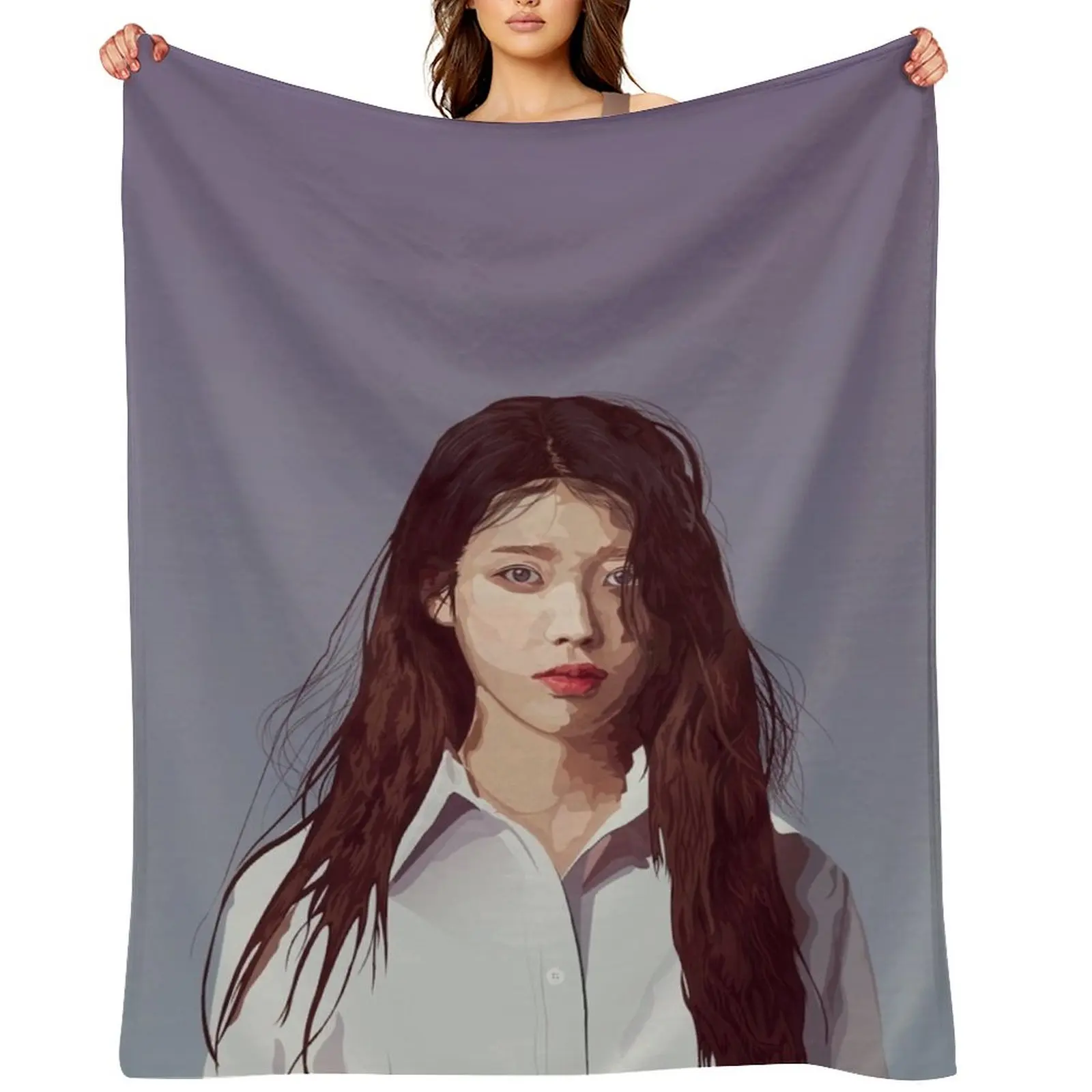 IU (Lee Ji Eun) ??? Lilac Album Portrait Throw Blanket Decorative Sofas Decorative Sofa Soft Plaid Winter beds Blankets