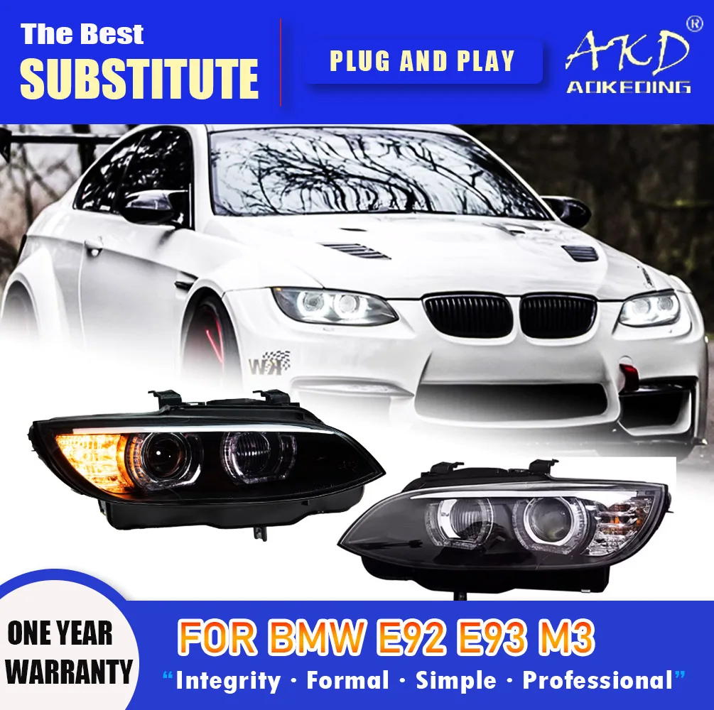 AKD Head Lamp for BMW E92 E93 LED Headlight 2006-2012 Headlights 330I 335I DRL Turn Signal High Beam Angel Eye Projector Lens