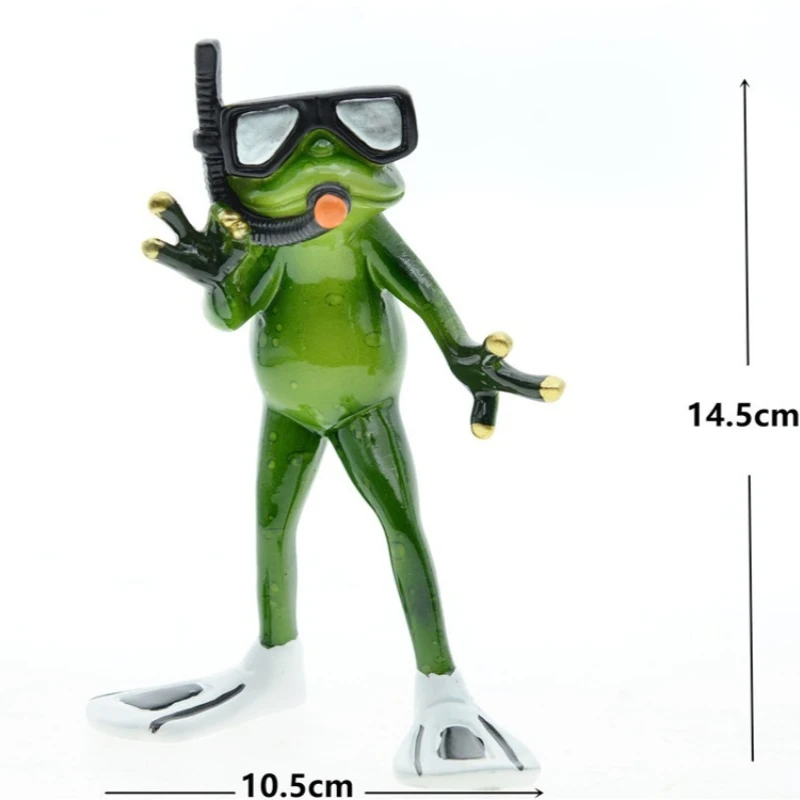 Nordic Couple Diving Frog Resin Ornament Cute Animal Style Figurines Garden Home Decoration Gift Accessory Unique Birthday Gift