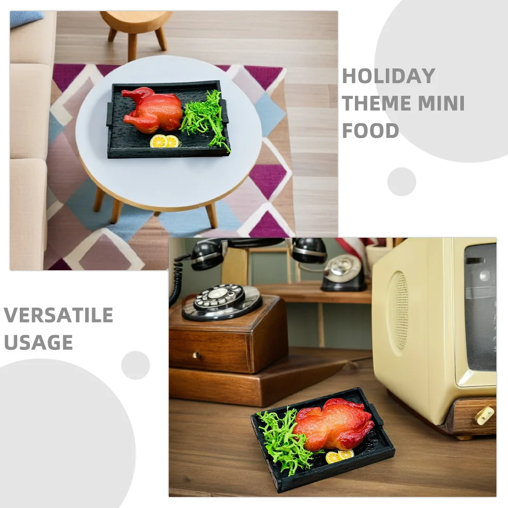 3pcs Miniature Food Set: Realistic Roasted Chicken Duck Goose For Dollhouse Kitchen Holiday Scene Montessori Educational Craft
