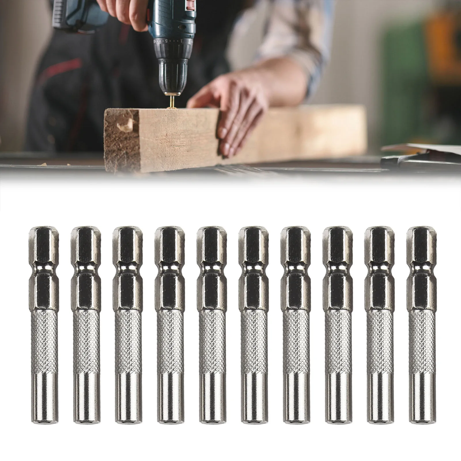 Adapter Insert Bit Electric Hex Parts Replacement Screwdriver Shank Silver 6.35mm Handle System Tool 10PCS 4mm