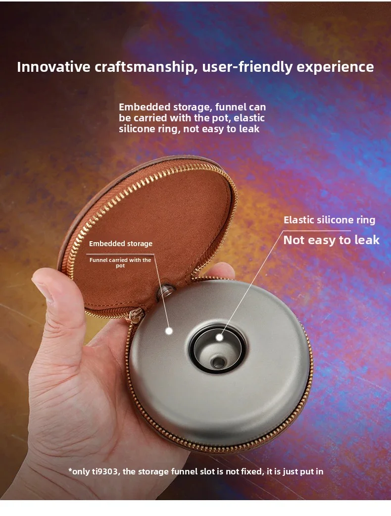 KEITH Titan Flachmann 130ml, Rund Auslaufsicher, Mit Lederhülle & Integriertem Trichter, Für Outdoor Reisen Und Geschenke – Detail 7