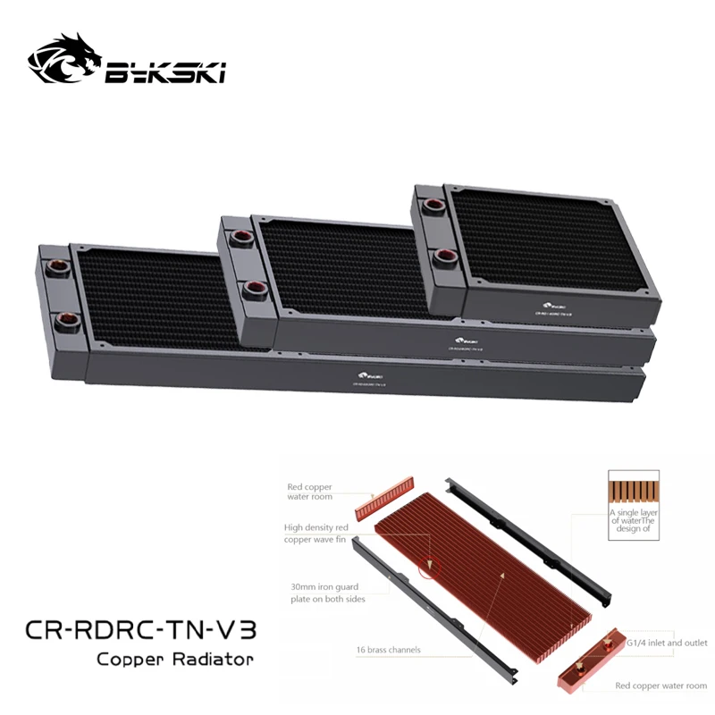 

Bykski CR-RD280RC-TN-V3 , Pure Copper Radiators, 28mm Thickness, Standard Water Cooling Radiator , Suitable For 140*140mm Fans