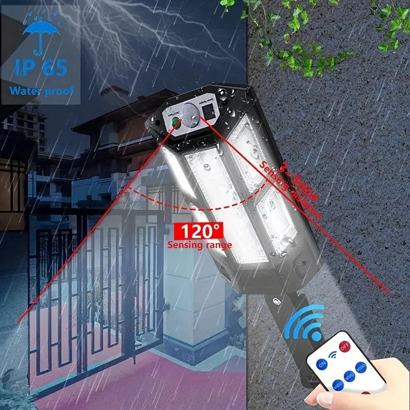 Luz LED Solar superbrillante de 6500K para pared, lámpara con Sensor de movimiento IP65, 3 modos de iluminación, para exteriores, jardín, seguridad, Calle y patio