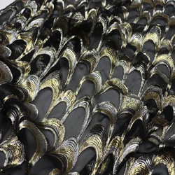 Beautiful Nice Quality SummerSilk Metallic Fabric Opal Black Gold Silver Finish Scale Lurex for Women Skirt Cloth