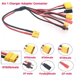 6 in 1 Charging cable XT60 female to XT90 XT30 XT JST Futaba Plug charge connector Adapter Cable for B6 ISDT RC FPV Racing Drone