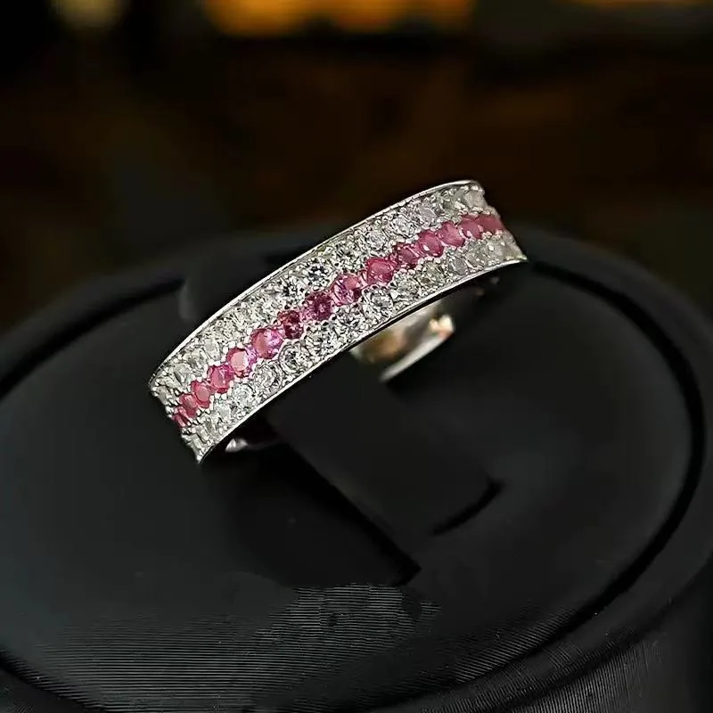 9999 24K genuine gold fashionable luxury women's moissanite diamond gold ring, high-end women's gold jewelry diamond ring