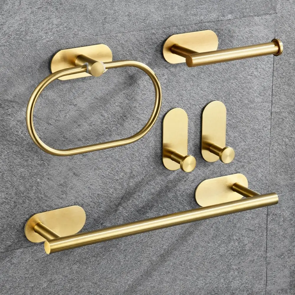 

4/5 шт., набор оборудования для ванной комнаты из нержавеющей стали, нержавеющее настенное крепление, вешалка для полотенец для ванной комнаты, самоклеящаяся вешалка для полотенец без перфорации