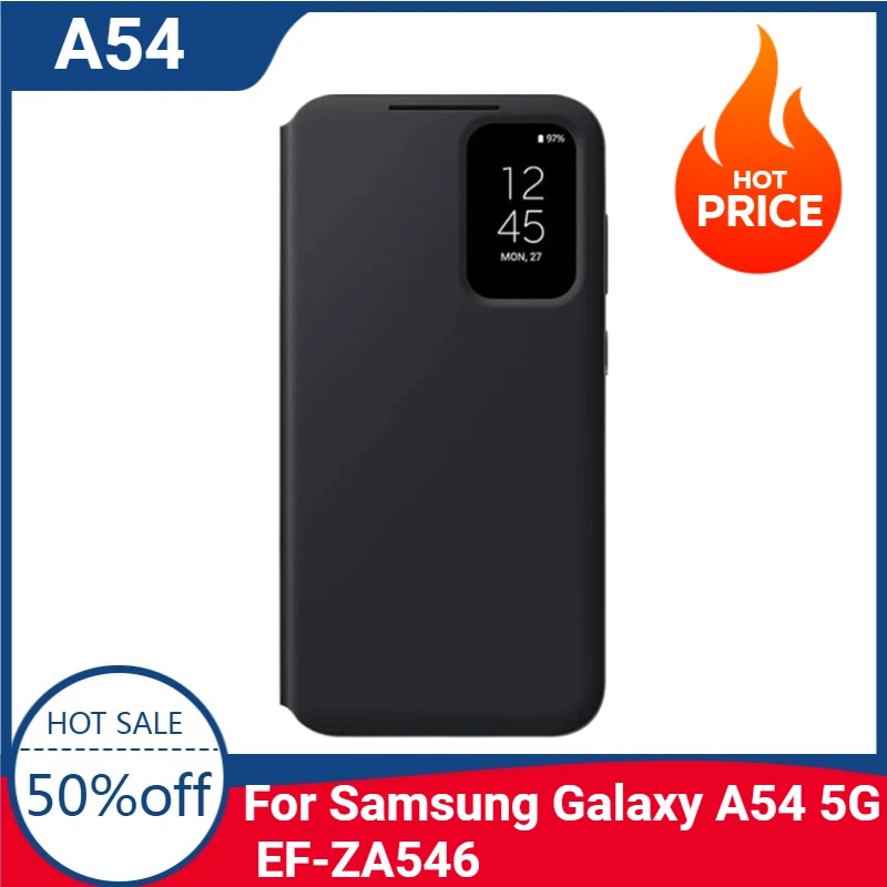 

New S-View Card Slot Wallet Flip Case For Samsung Galaxy A54 5G EF-ZA546 Window View Leather Smart Cover Flip-free Answer Calls
