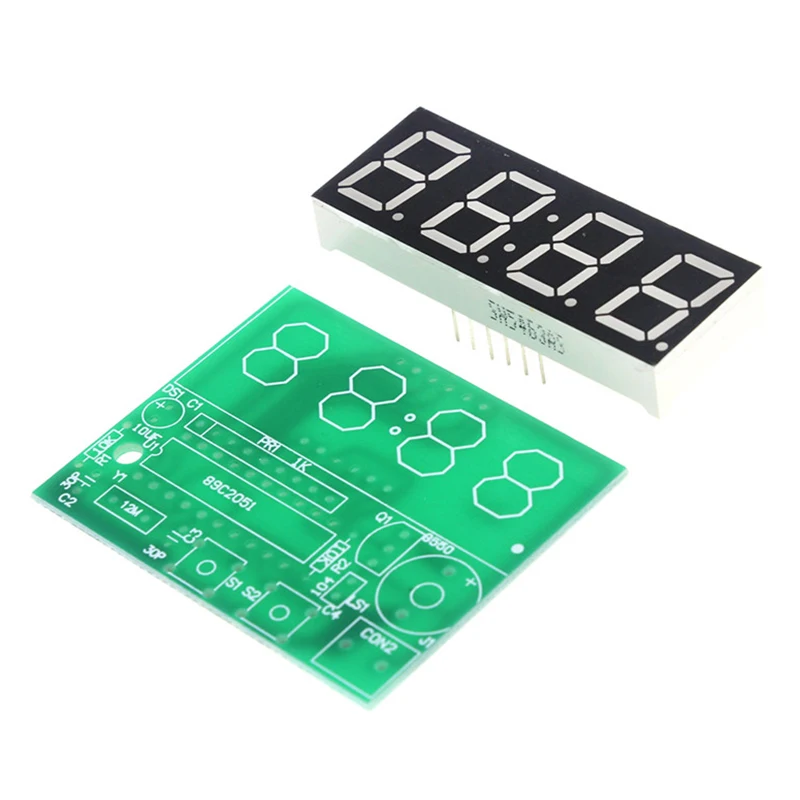 Kits de Relógio Eletrônico DIY com Tubo Digital, Display LED, 4 Bits, Peças e Componentes do Módulo Eletrônico, AT89C2051, DC 3V-6V