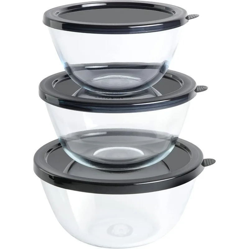 

Glass Mixing Bowl Set with Lids, 3-Piece