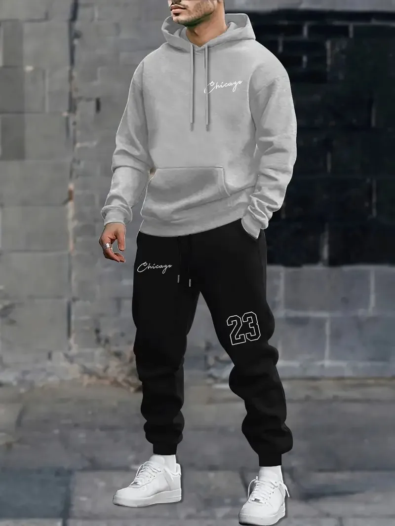 

Новый мужской комплект на весну и осень 2025 года с уличной повседневной модной и удобной 3D-печатью с цифровым рисунком.