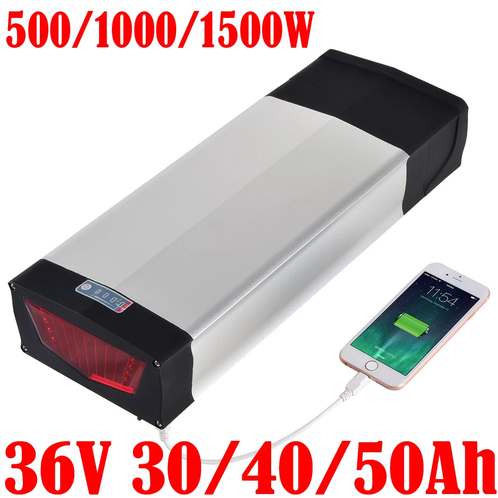 

eBike Battery 18650 cell 36v 20ah 30ah 40ah 50ah lithium electric bicycle batteries For 500W 1000W 1500W electric bike scooter