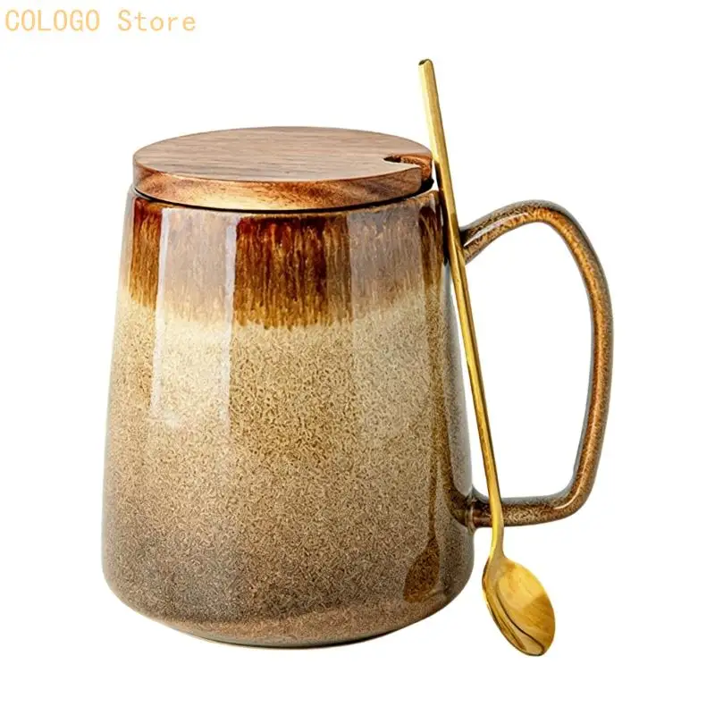 Delicate Raku Ceramic Drinking Cup Feature Natural Glazed Variation And Comfortable Grip 350Ml Ergonomic Handle Mugs D0LD