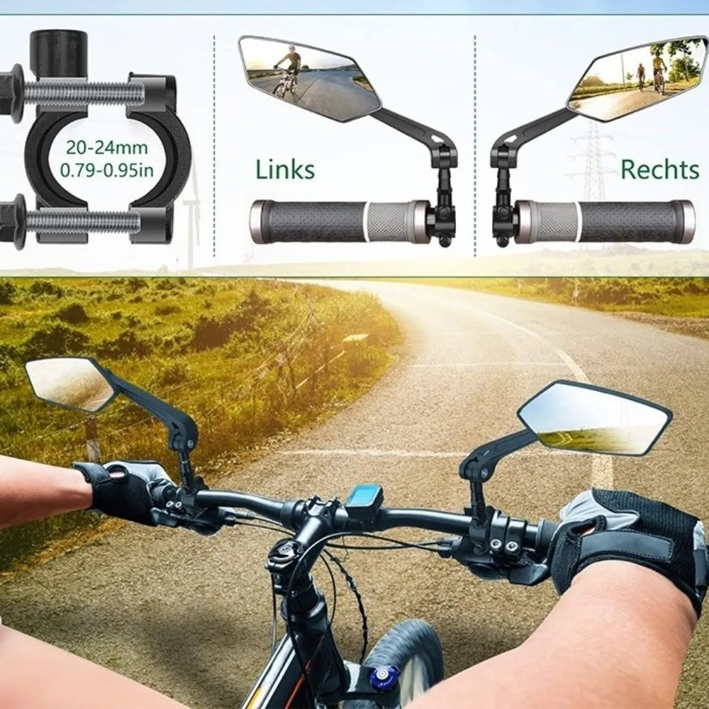 Wide Angle Bicycle Rear View Mirror Adjustable Wide Range Cycling Mirror Anti-Glare 360 Degree Rotate Bike Mirror Cycling