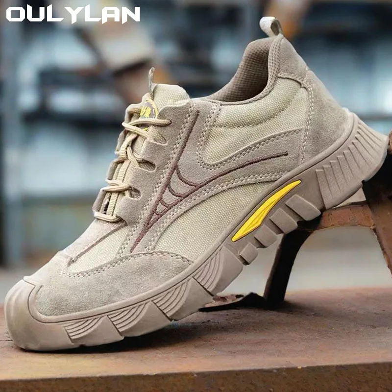 

Men Steel Toe Safety Boots Grey Anti Smash Anti Piercing Work Shoes Durable Protective Footwear Size 38-45 Indestructible Boots